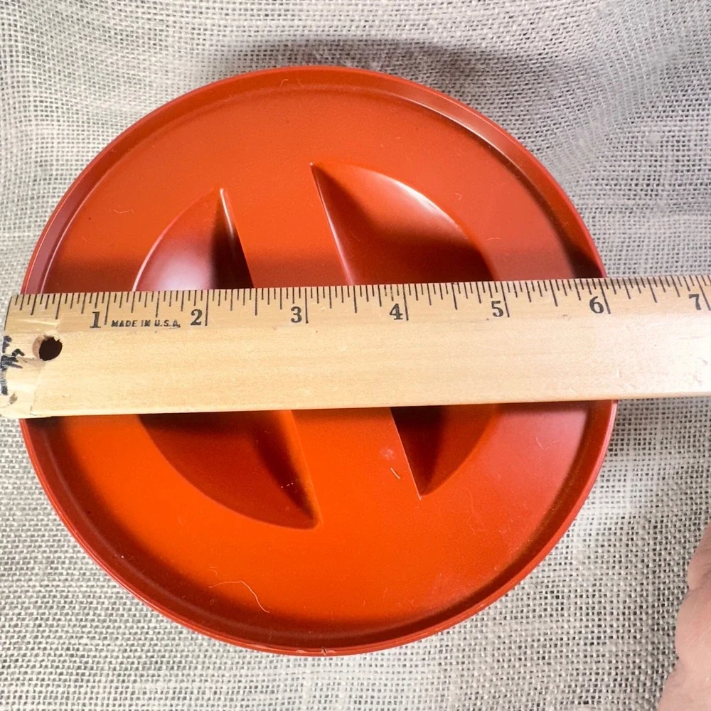 Vintage Pyrex 7080-C‎ Clear Glass Storage Bowl with Orange Lid Retro USA Made